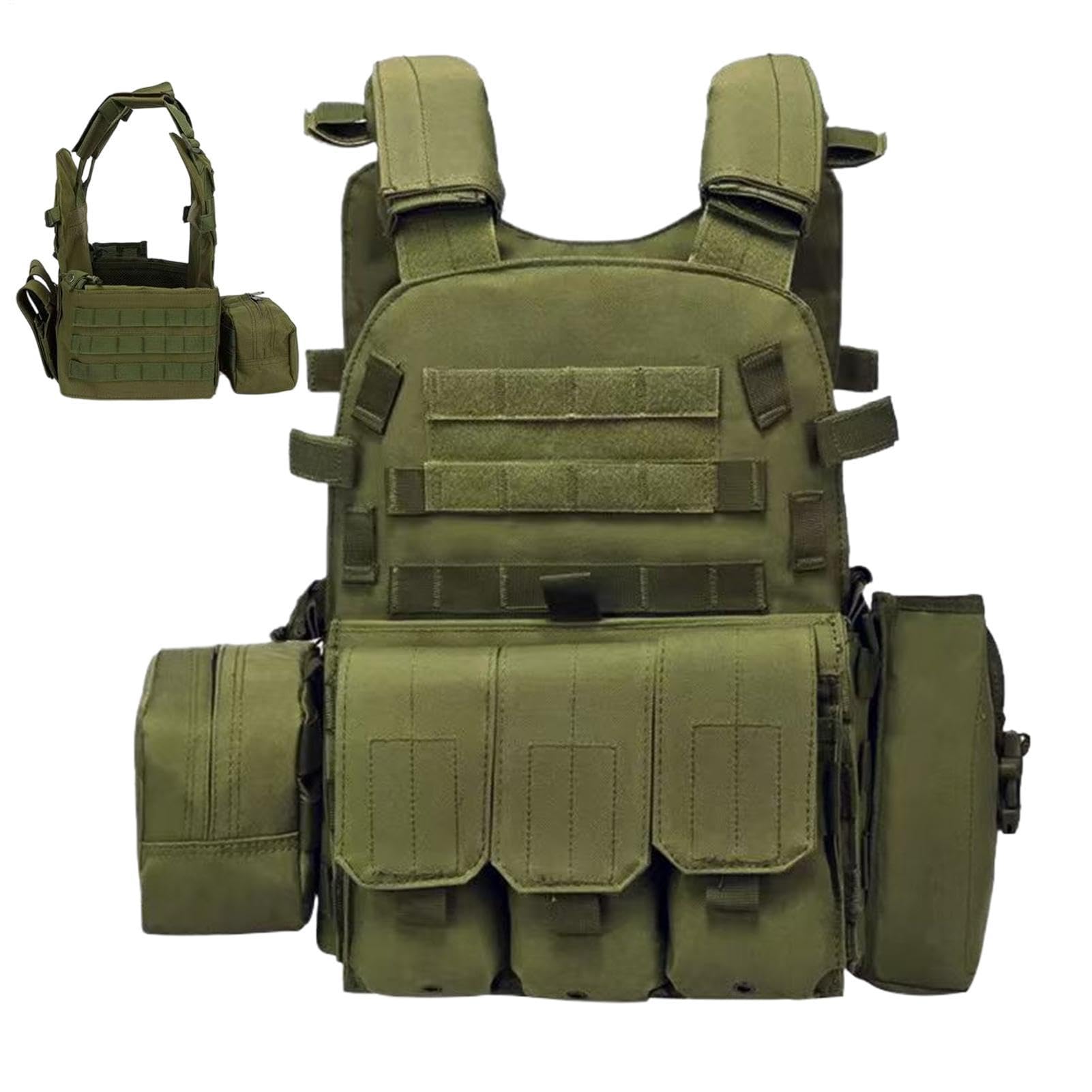 Generisch Youth Fishing Vest - Adjustable Multiple Pouches Protective Gear, Youth Airsoft Vest for Paintball, Enforcement Training, Outdoor Cosplay Costume, Role Play, Combat Battle Guard Use