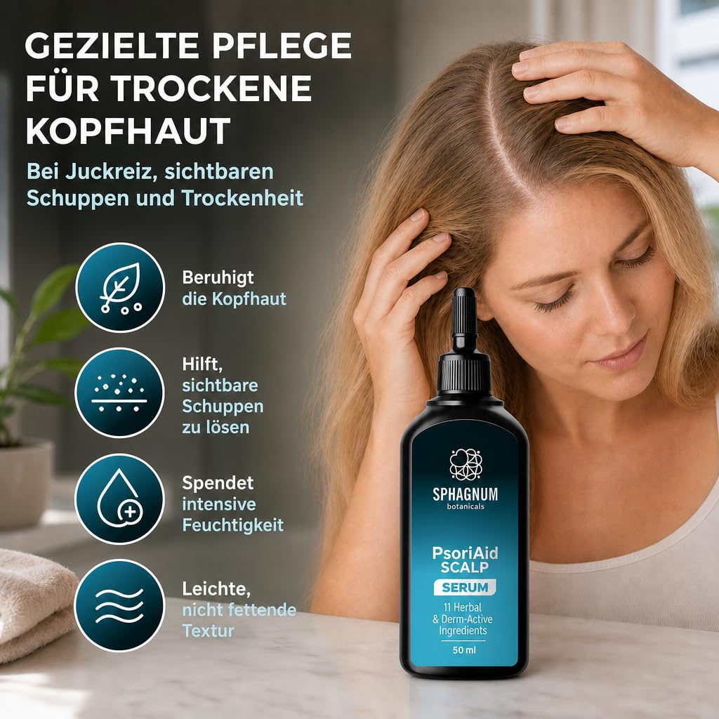 Sphagnum Botanicals Pre-Shampoo Serum for Psoriasis Scalp - 17 active ingredients with Salicylic Acid 2.5%. 50ml