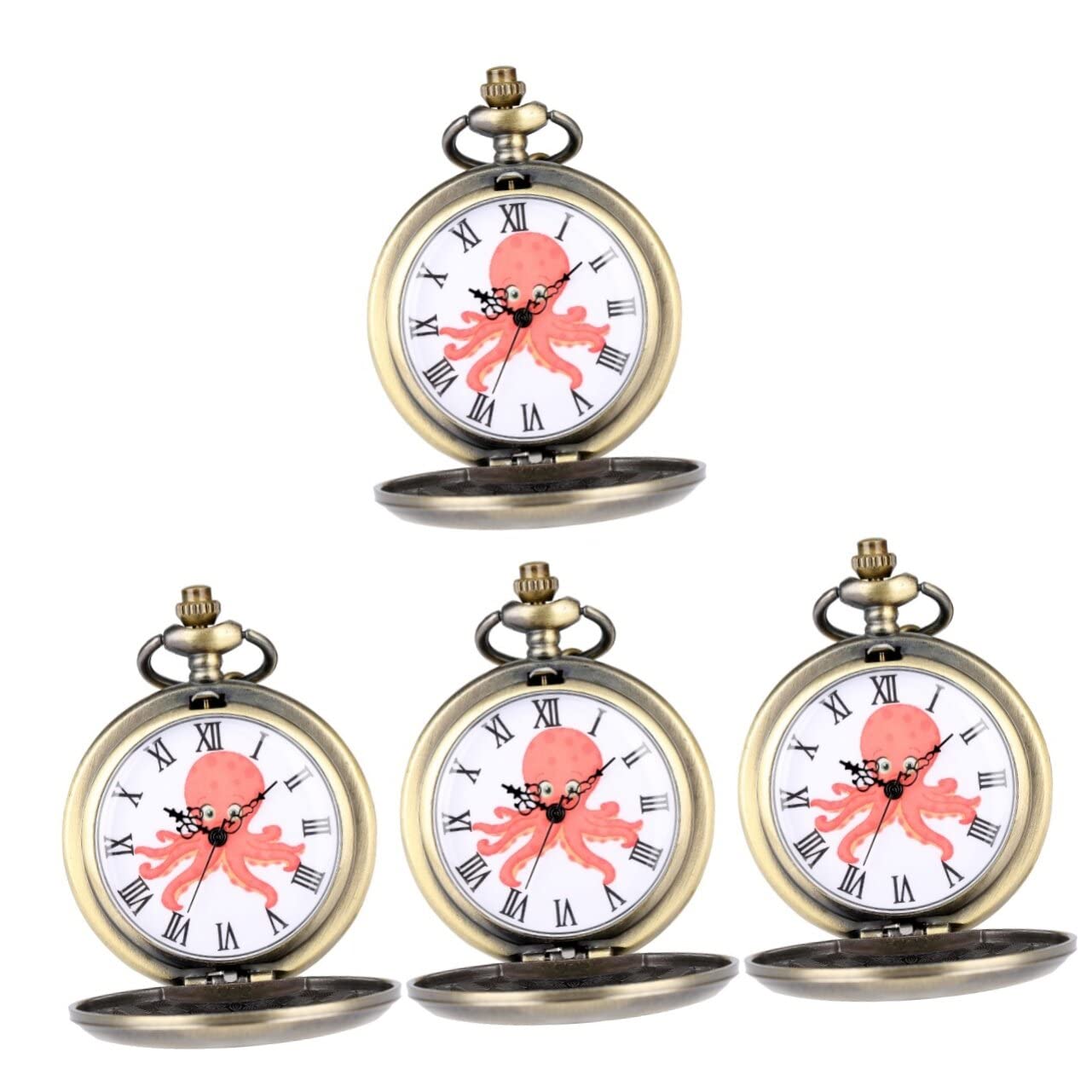 Gatuida 4 Pièces Montre De Poche Pieuvre Montres De Poche pour Hommes Chaîne De De e Chaîne De e Cadeau pour Les Hommes De e Ancienne Steampunk Alliage Collier