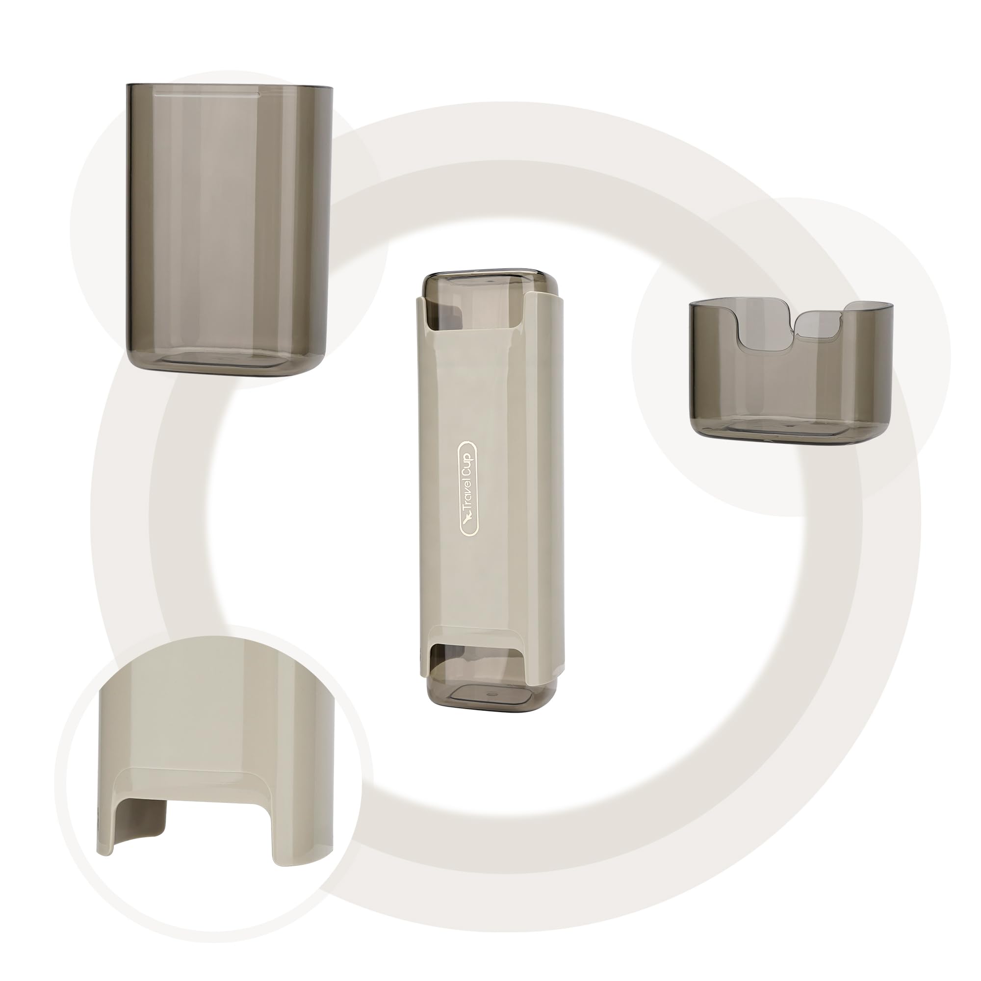 Paquete de 3 fundas portátiles para cepillo de dientes de viaje, funda para pasta de dientes con taza de enjuague bucal dividida, funda para cepillo de dientes de viaje para viajes, negocios