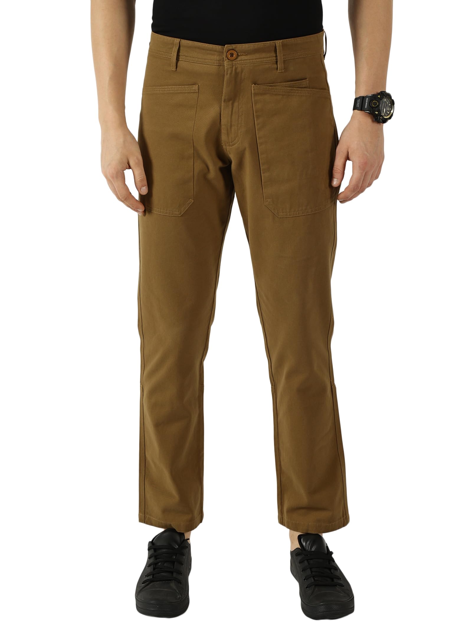 thomas scott Men's | Solid | Light Weight | Breathable Fabric | Mid Rise | Straight Fit | 100% Cotton | Button Waist | Chino Trouser | Pants-picture-41