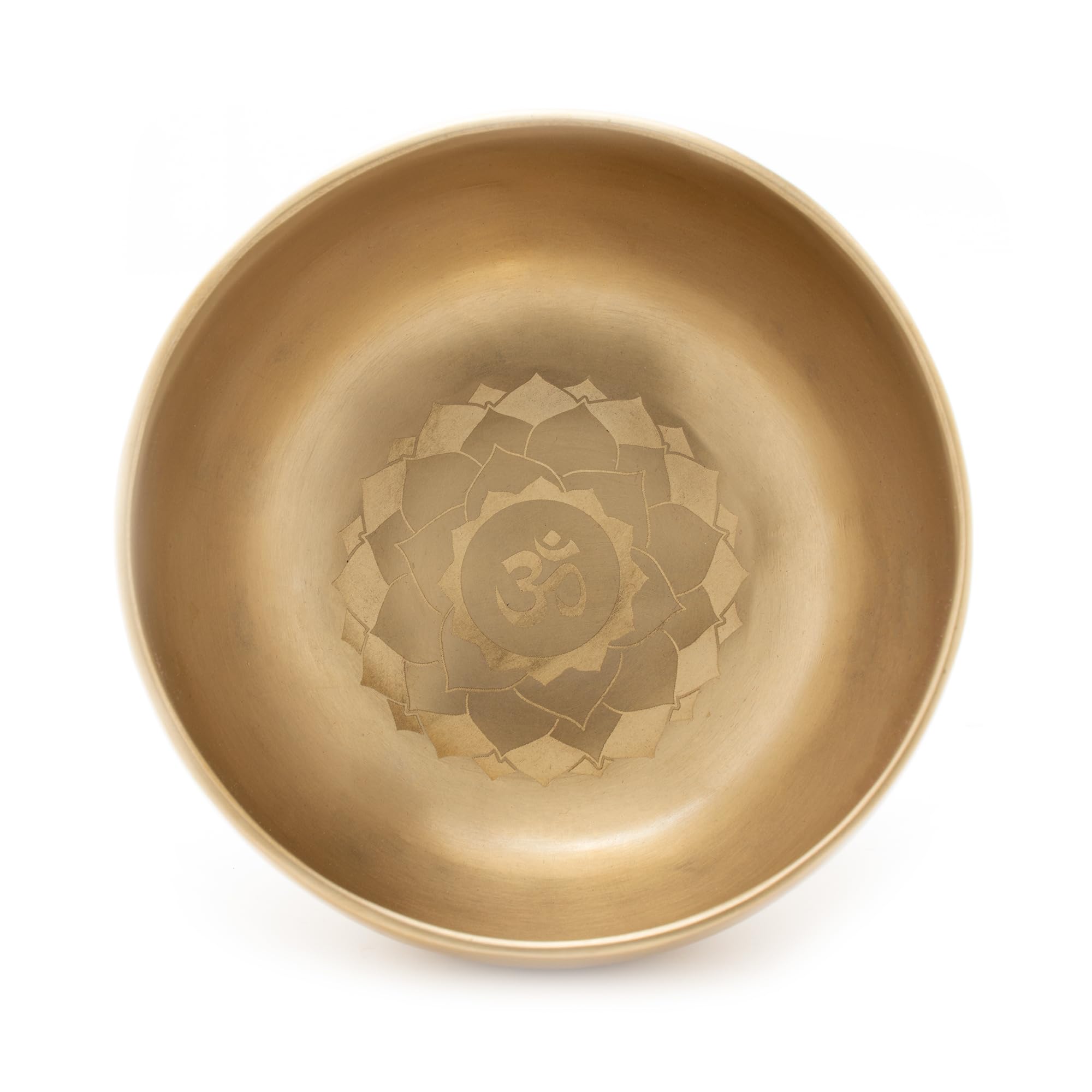 Klangschale 400g mit OM-Mandala-Gravur, handgeschmiedet | Fair Trade aus Nepal, ideal für Meditation und Yoga, inkl. Zubehör