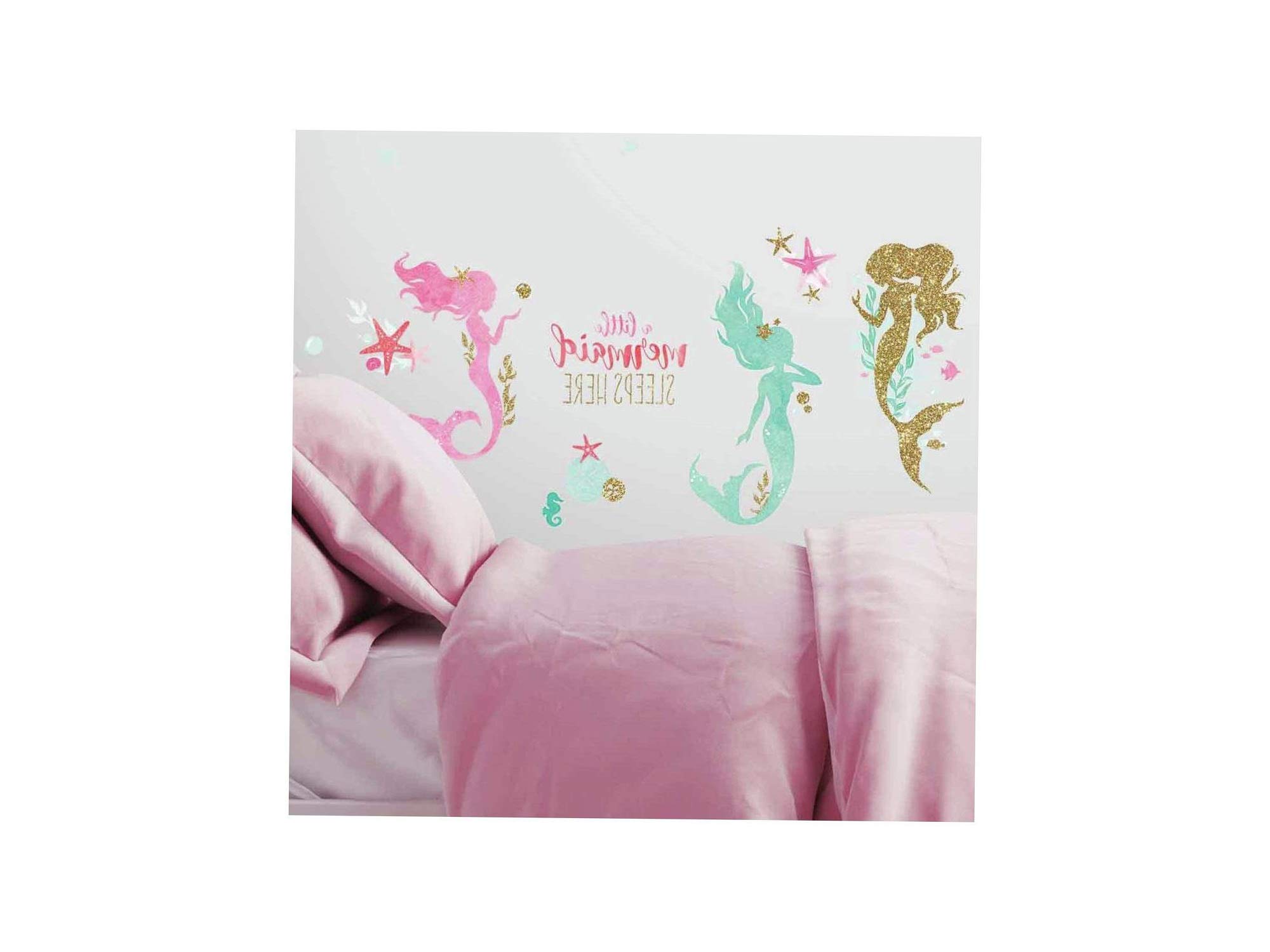 RoomMates RMK3562SCS Mermaid Peel and Stick Duvar Çıkartmaları Glitter ile