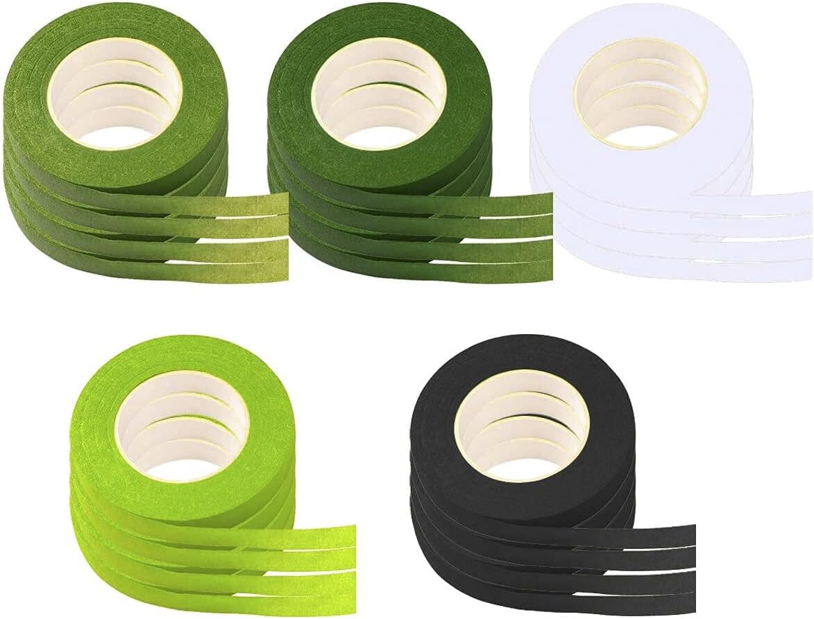 Floral Tape,20 Rolls1/2" Flower Tape with 5 Colors, Florist Wrap Adhesives Tape for