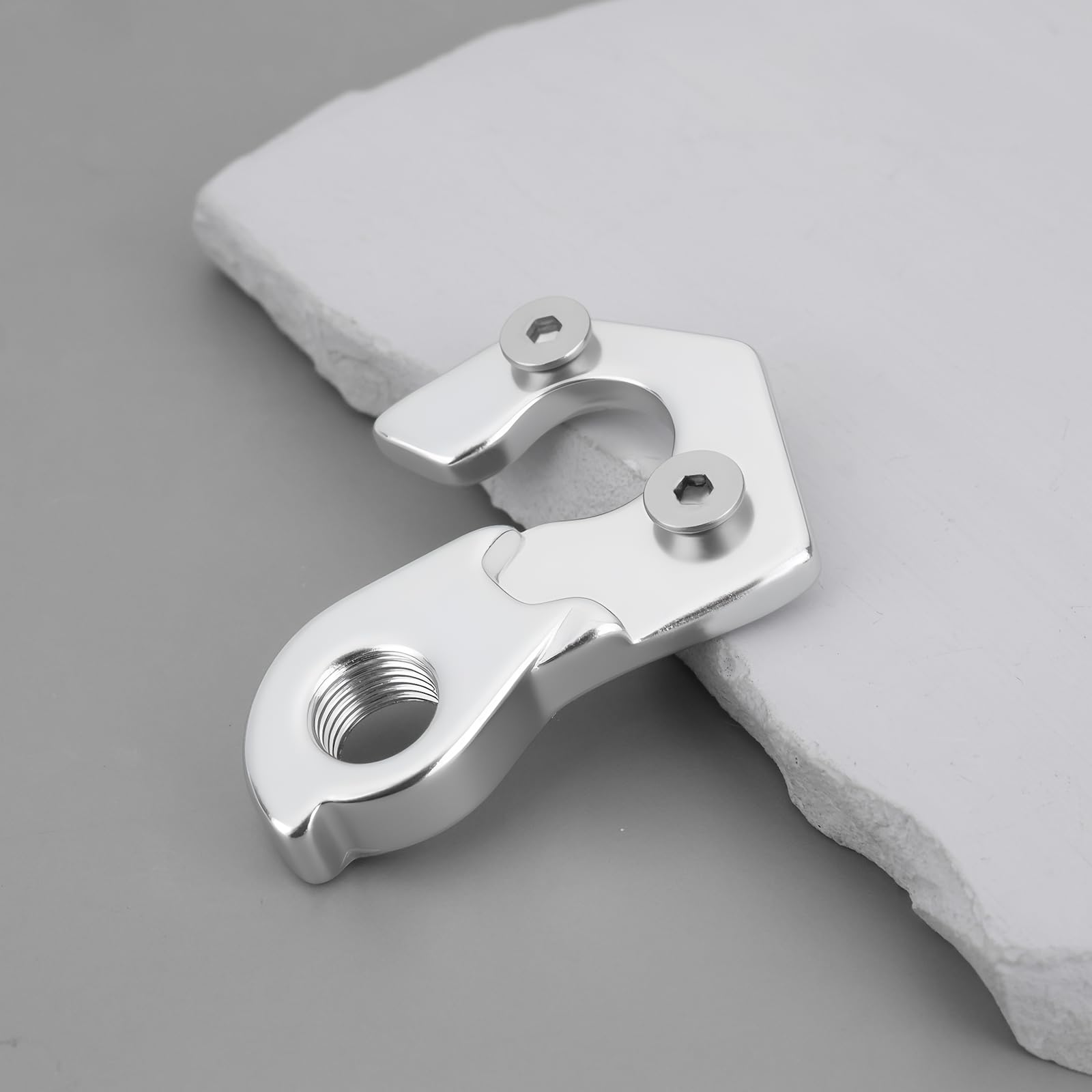 Patilla de Cambio Trasera Plateada para Bicicleta con Tornillos GH-063 de Aleación de Aluminio Compatible con Bicicletas Rockrider.