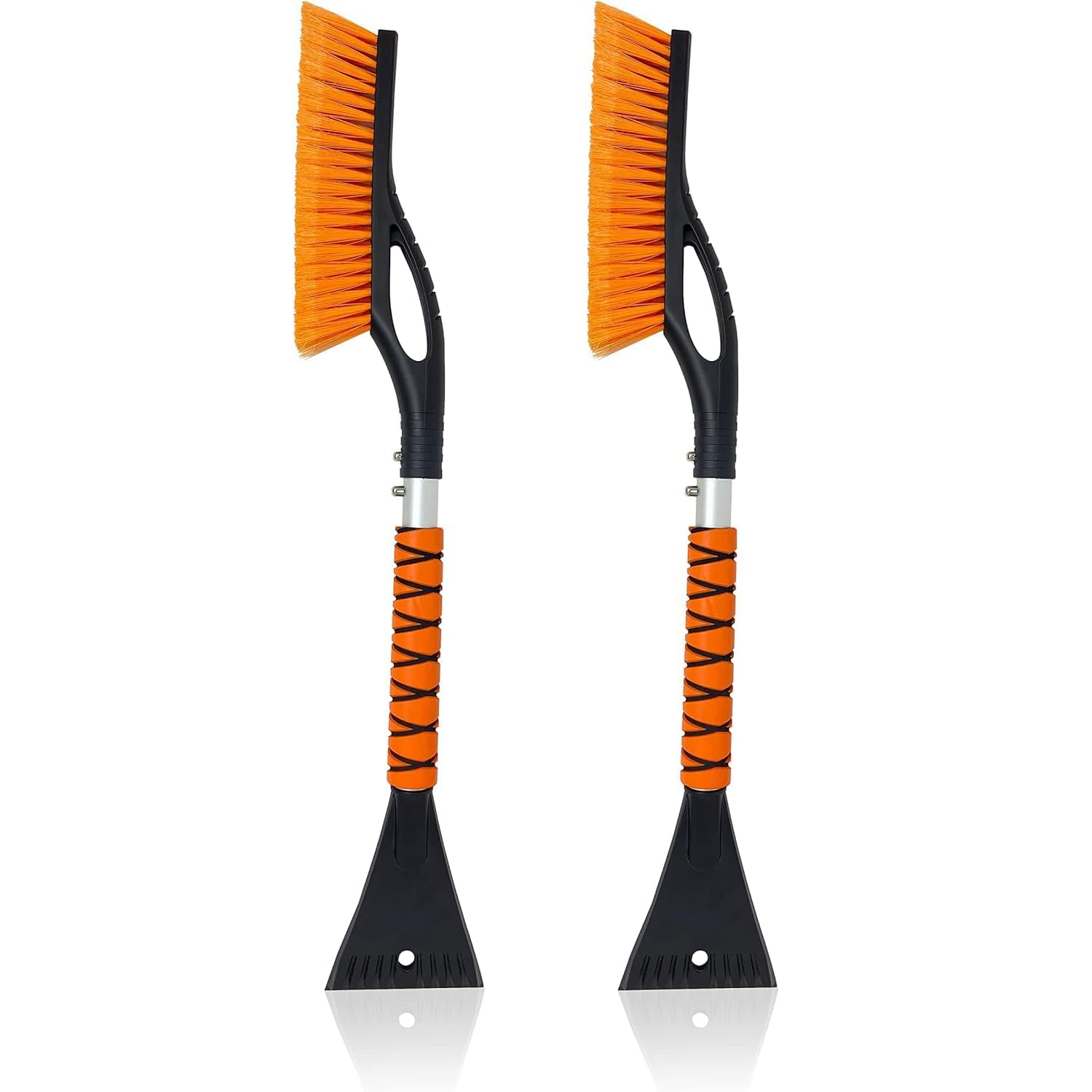 EcoNour 27" Snow Brush with Ice Scraper for Car Windshield 2 Pack Orange