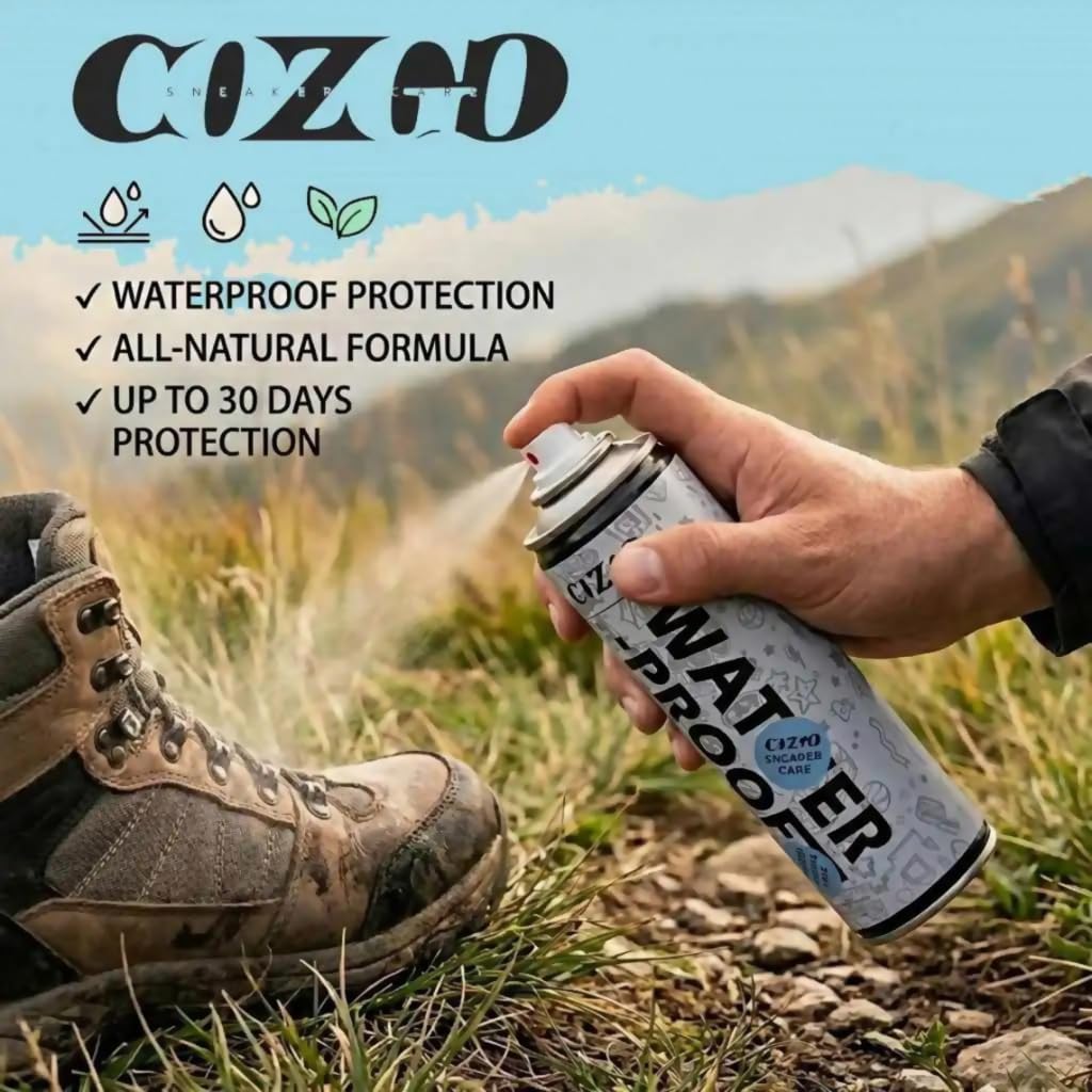 COZGO Protector de zapatos en aerosol, impermeable para lluvia y manchas, nano protección para tenis, gamuza, cuero, lona, nobuck, tela, nailon, protector para caza, senderismo, botas al aire libre,