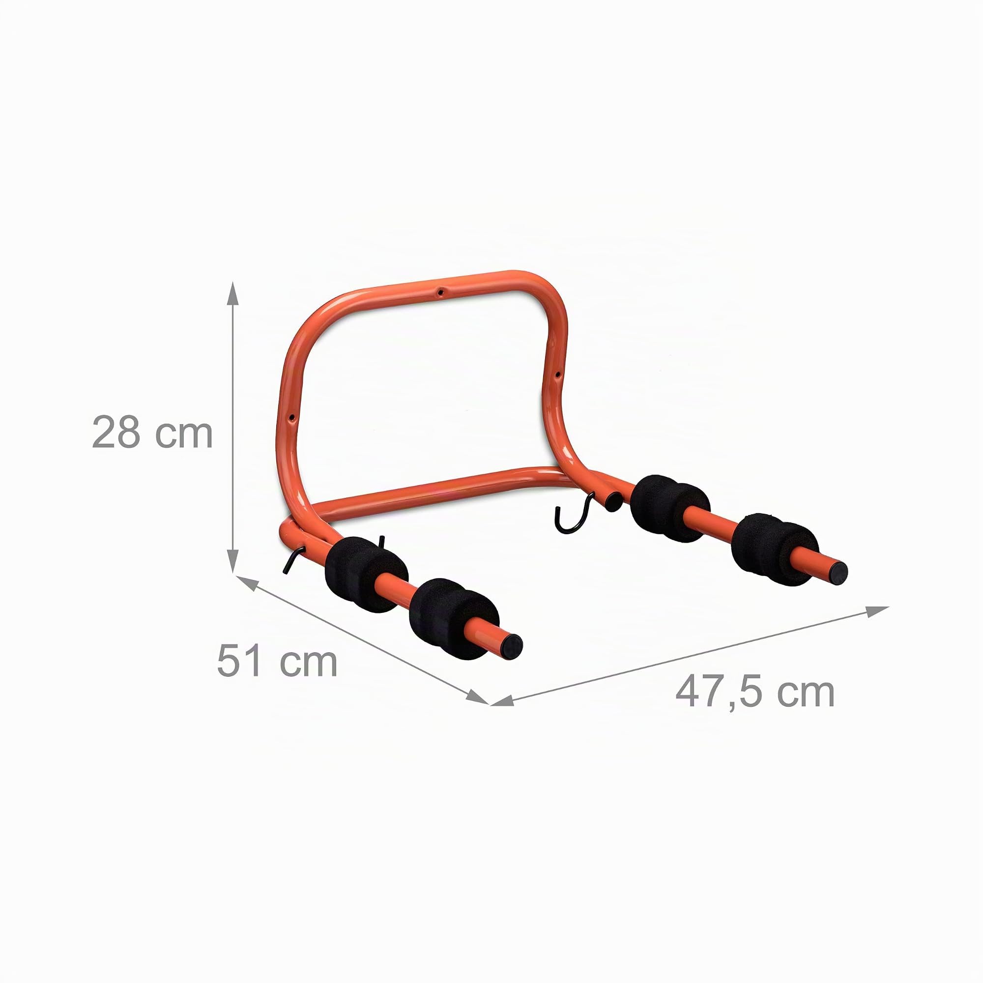 Relaxdays Soporte 2 Bicicletas Pared, Plegable, hasta 30 Kg, Colgador Bicis Garaje o Sótano, 28x47,5x51 cm, Negro y Rojo