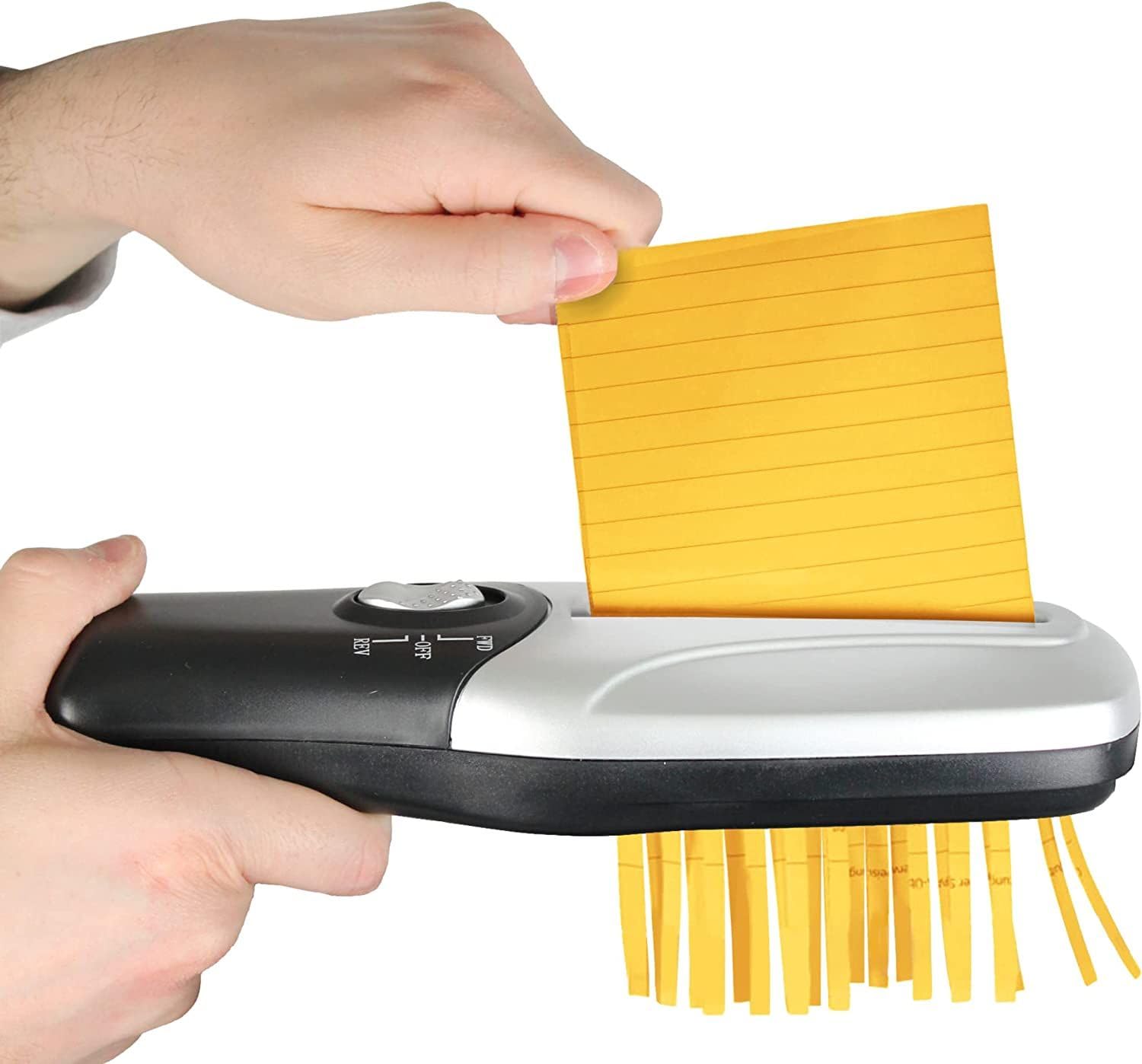 Distruttore di documenti cartacei elettrico - Portatile/Compatto - Sminuzzatrice Trituracarta - Taglio Rapido - Alimentazione: Pile/USB - 26 x 8 CM - Grigio & Nero