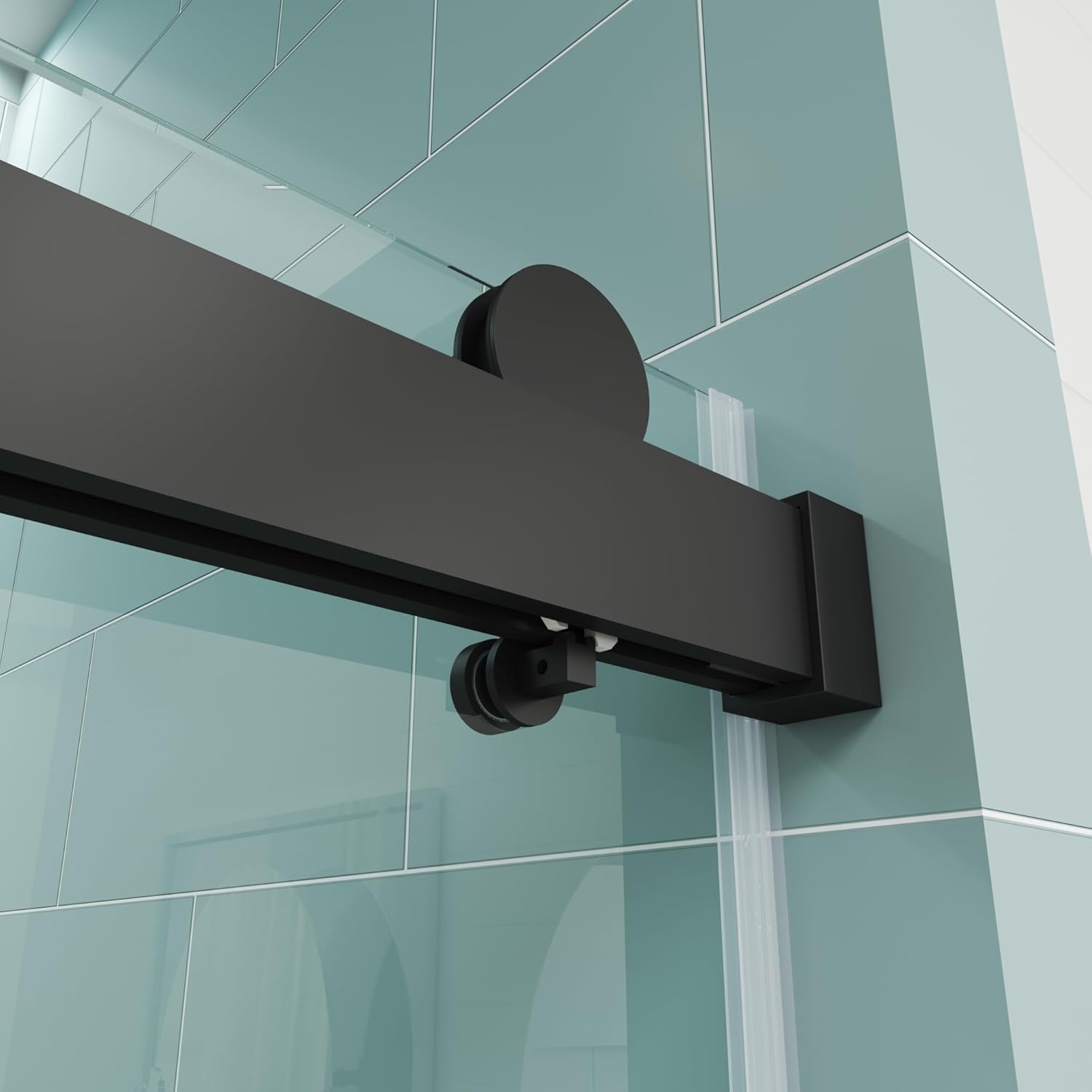 Frameless Single Sliding Shower Door Soft Close System 56"- 60" W x 76" H Noiseless 3/8" 10mm Easy Clean Clear Tempered Glass SS08-WF6076 (Matte Black)