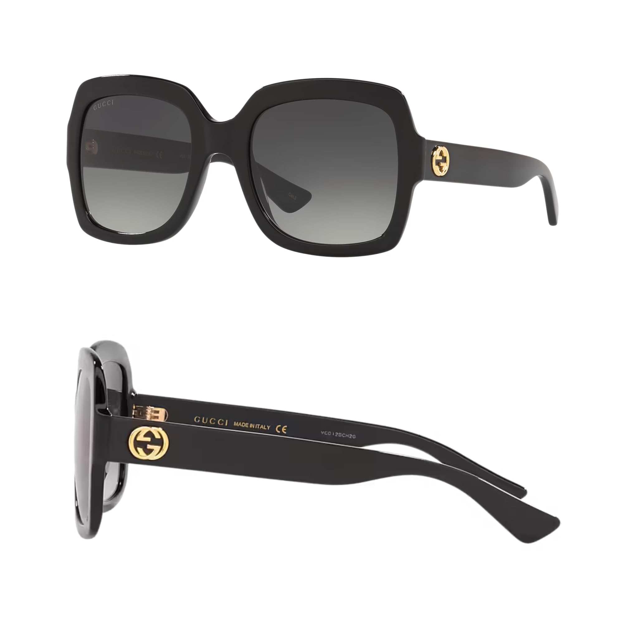 Gucci GG0036SN GG Interlocking Logo Woman Rectangular Shape Sunglasses wit Luxury Eyewear Kit