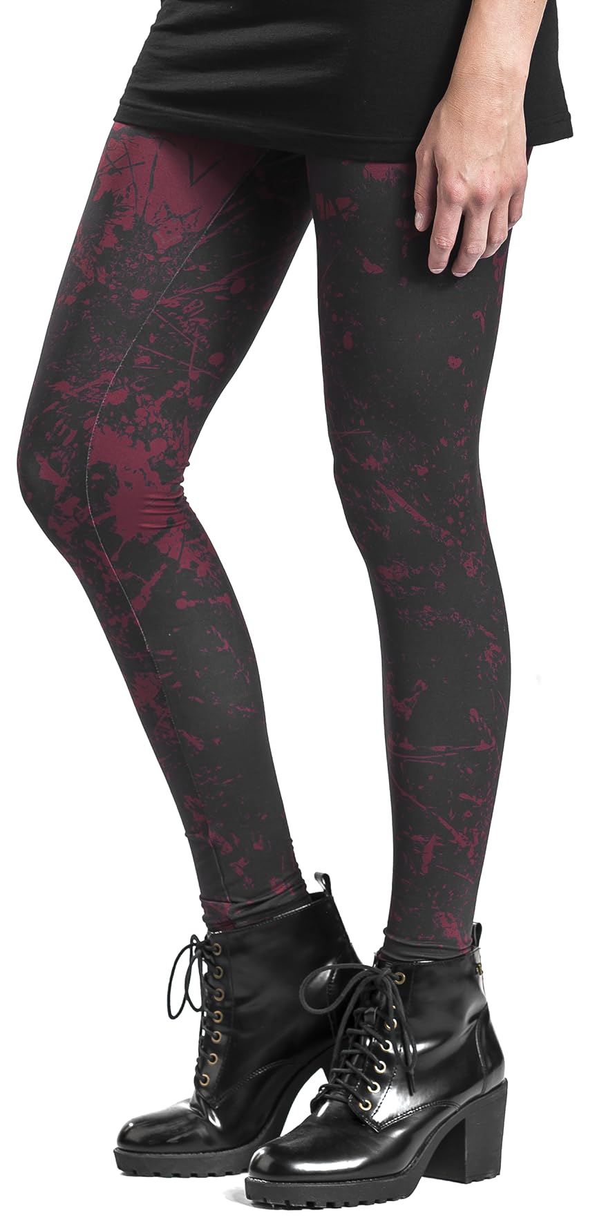 Black Premium by EMP Mujer Leggings Rojo Oscuro con Estampado Allover