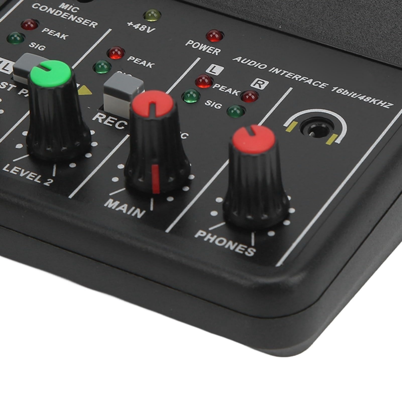 Mixer DJ, Mixer Scheda audio portatile a 2 canali Alimentatore USB con alimentazione Phantom 48V