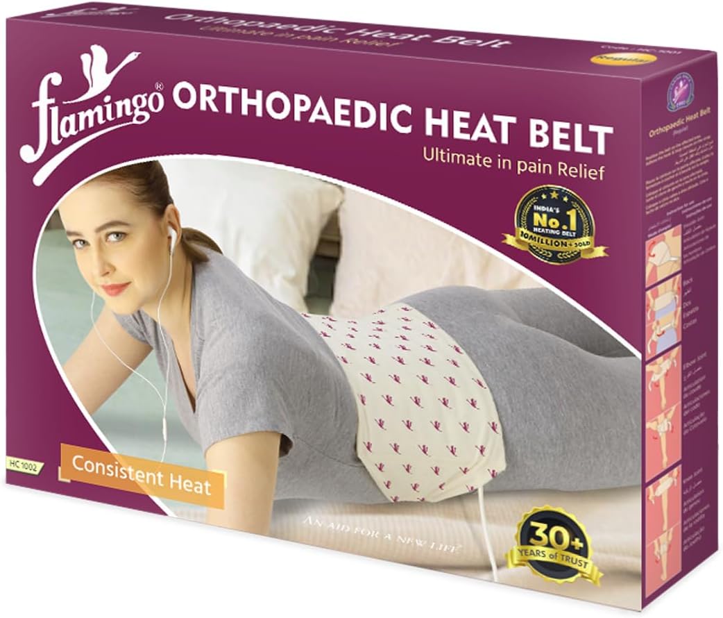 Orthopaedic Electric Heating Pad - XL SIZE | Pain Relief Heating Belt with Temperature Controller for Lower Back, Knee, Shoulder, Cramps, and Neck | Back Pain Relief | 34cm X 25cm |