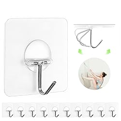 Adhesive Hooks for Hanging Heavy Duty Wall Hooks Self Adhesive Towel Coat Hooks Waterproof Transparent Hook for Bathroom Shower Kitchen Keys Door Outdoor Home Improvement Utility Hook 12 Pack