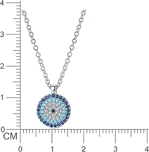 MISS JO 92.5 Sterling Silver Circular Evil Eye Necklace, Zirconia MISS JO 92.5 Sterling Silver Circular Evil Eye Necklace, Zirconia