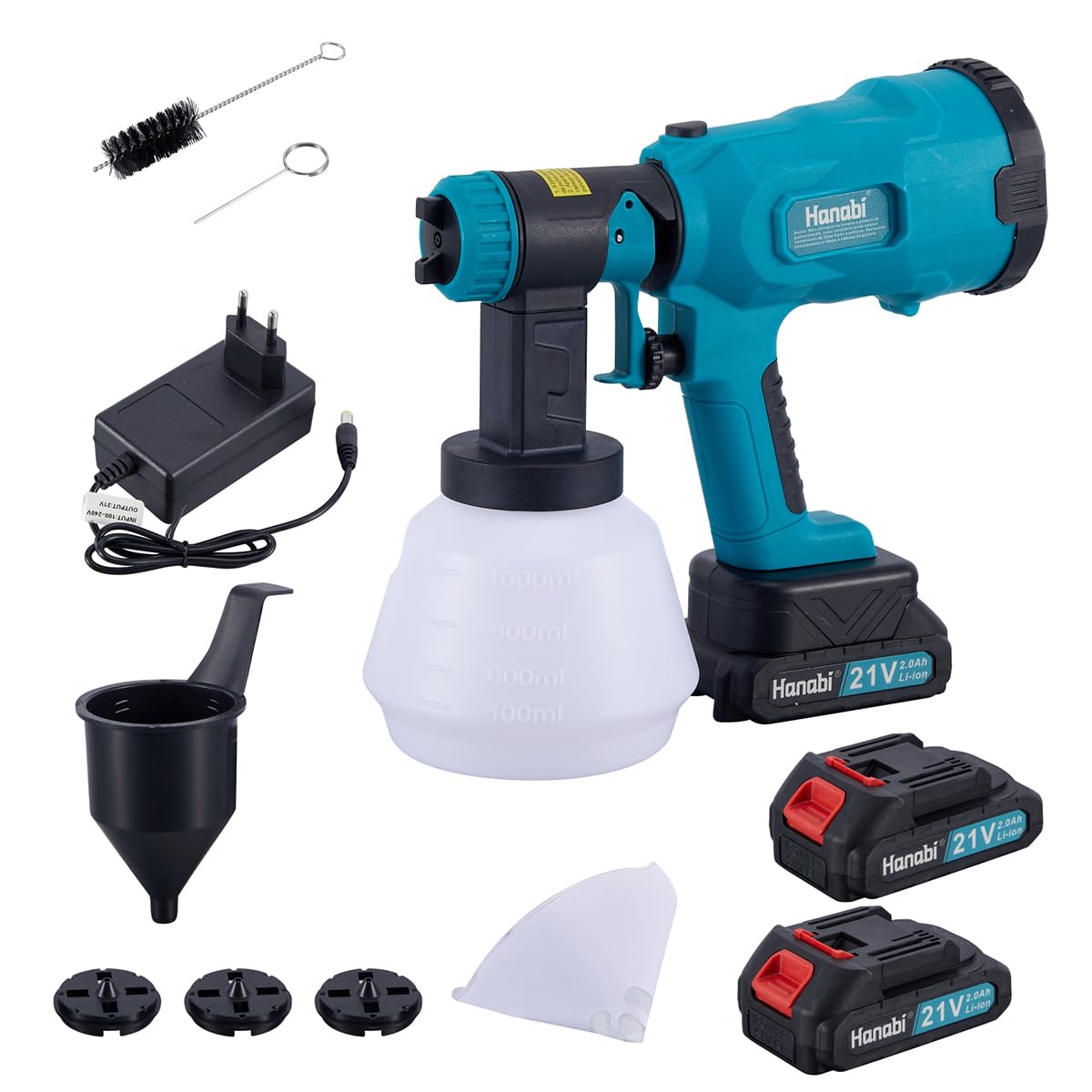 Hanabi Pistola de Pintura Bateria Portatil Recarregavel Bivolt 21V 2.0Ah | 2 Baterias,