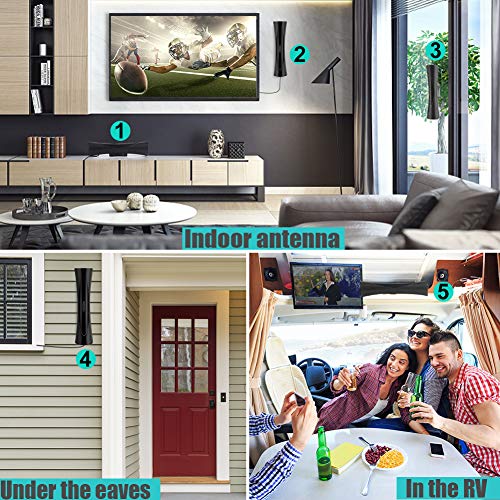 TV Antenna, 2020 Upgrade Indoor Outdoor Antenna Amplified 200+Miles Signal Booster Support 4K 1080P & All TV's Digital HDTV Antenna with Extension Line, 33ft Coax Cable/USB Adapter (Black.) - Thumbnail 3