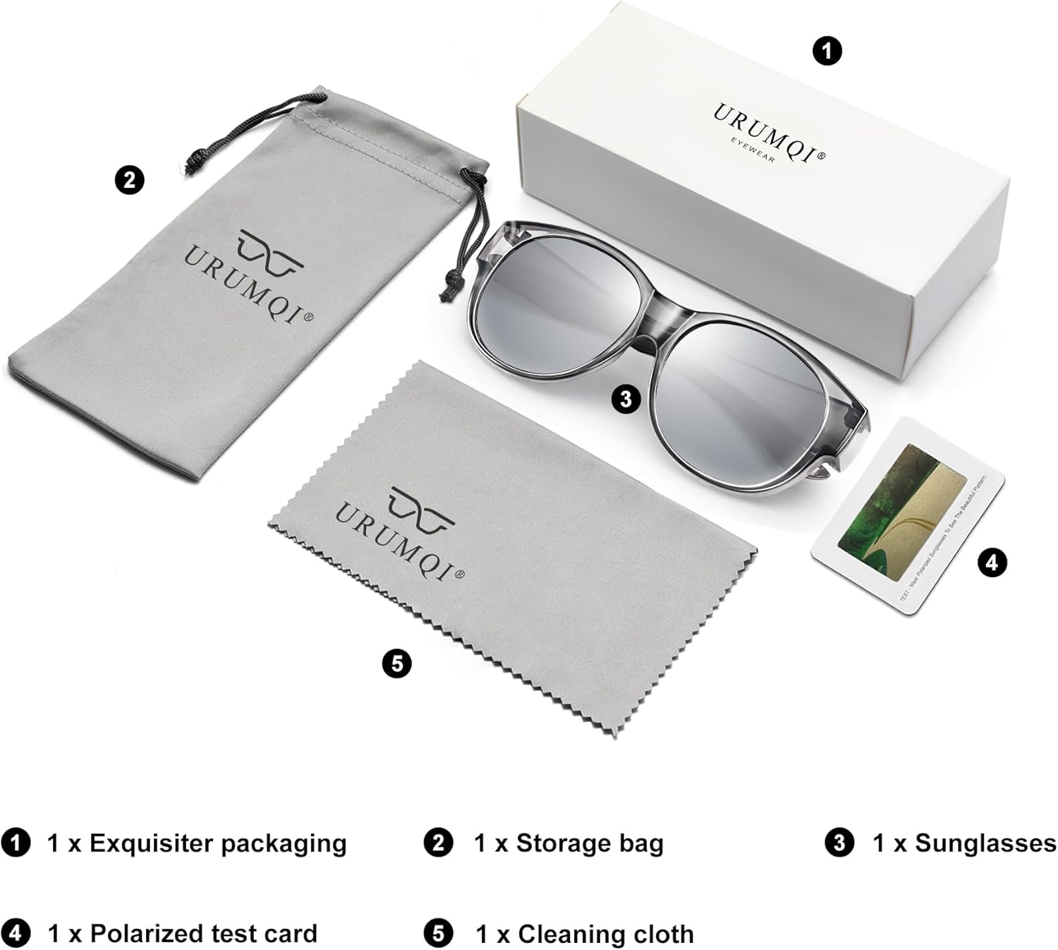 URUMQI Sunglasses Over Glasses Women, Polarized UV400 Protection Fit Over Glasses Sunglasses for Women Round Cat Eye - Image 8