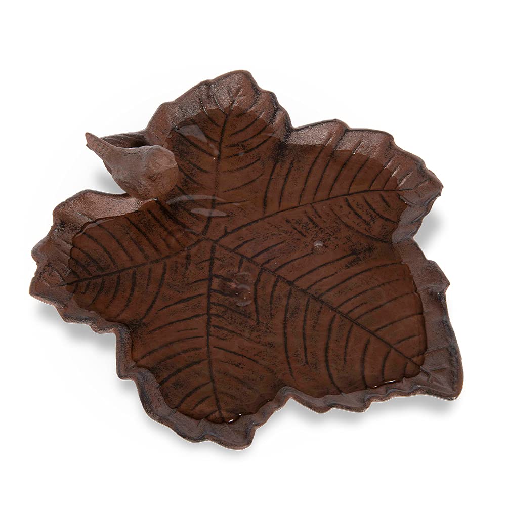 Jacobi Jayne, Old Iron Fallen Leaf Birdbath - ideal for lawns, flowerbeds or patios, Bronze