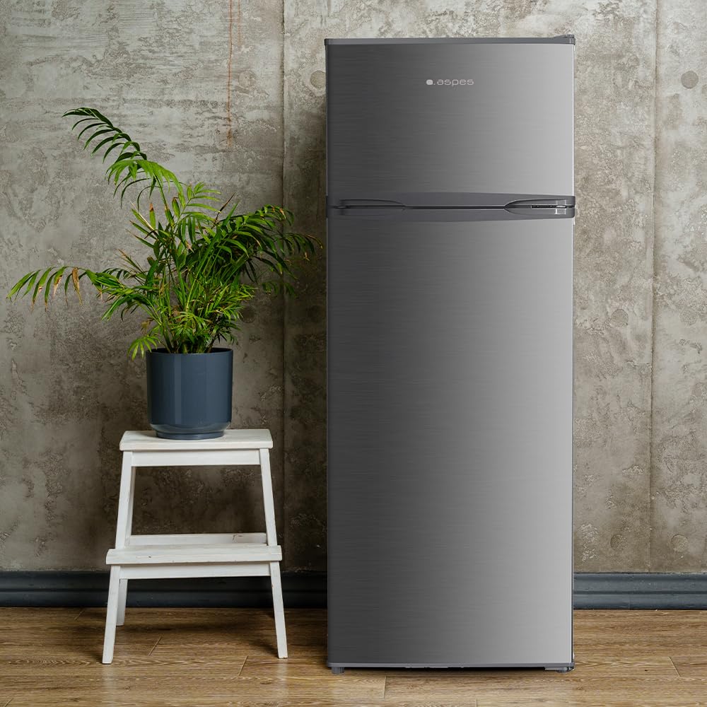 Aspes Frigorífico Estandar Inox, 2 Puertas AF145503EX, Capacidad 206 Litros, Cíclica, Bajo Nivel Sonoro, Puerta Reversible, Clasificación Energética E