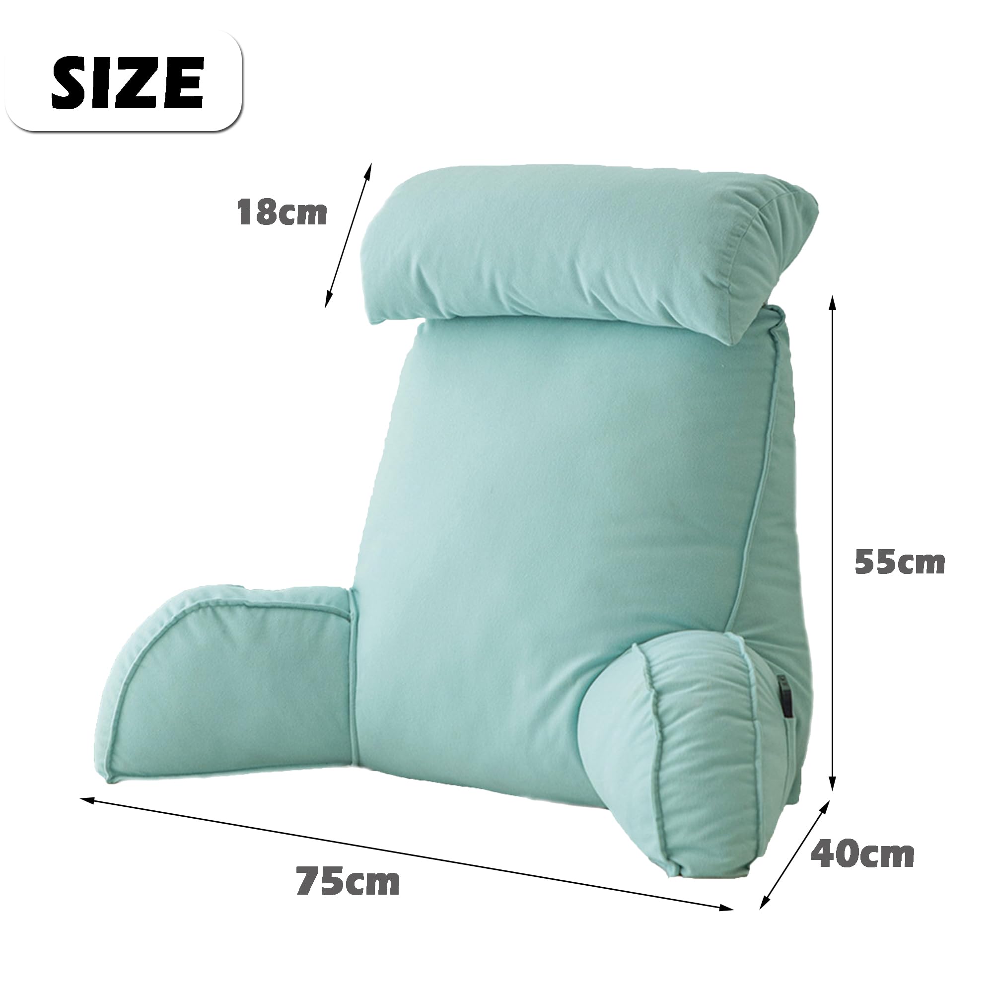 Großes Lesekissen für Sofa, Stuhl, Bett, Umarmungskissen, Lendenwirbelstützkissen, Rückenkissen, Taillenkissen zum Lesen, 75 x 40 x 55 cm, Grün2