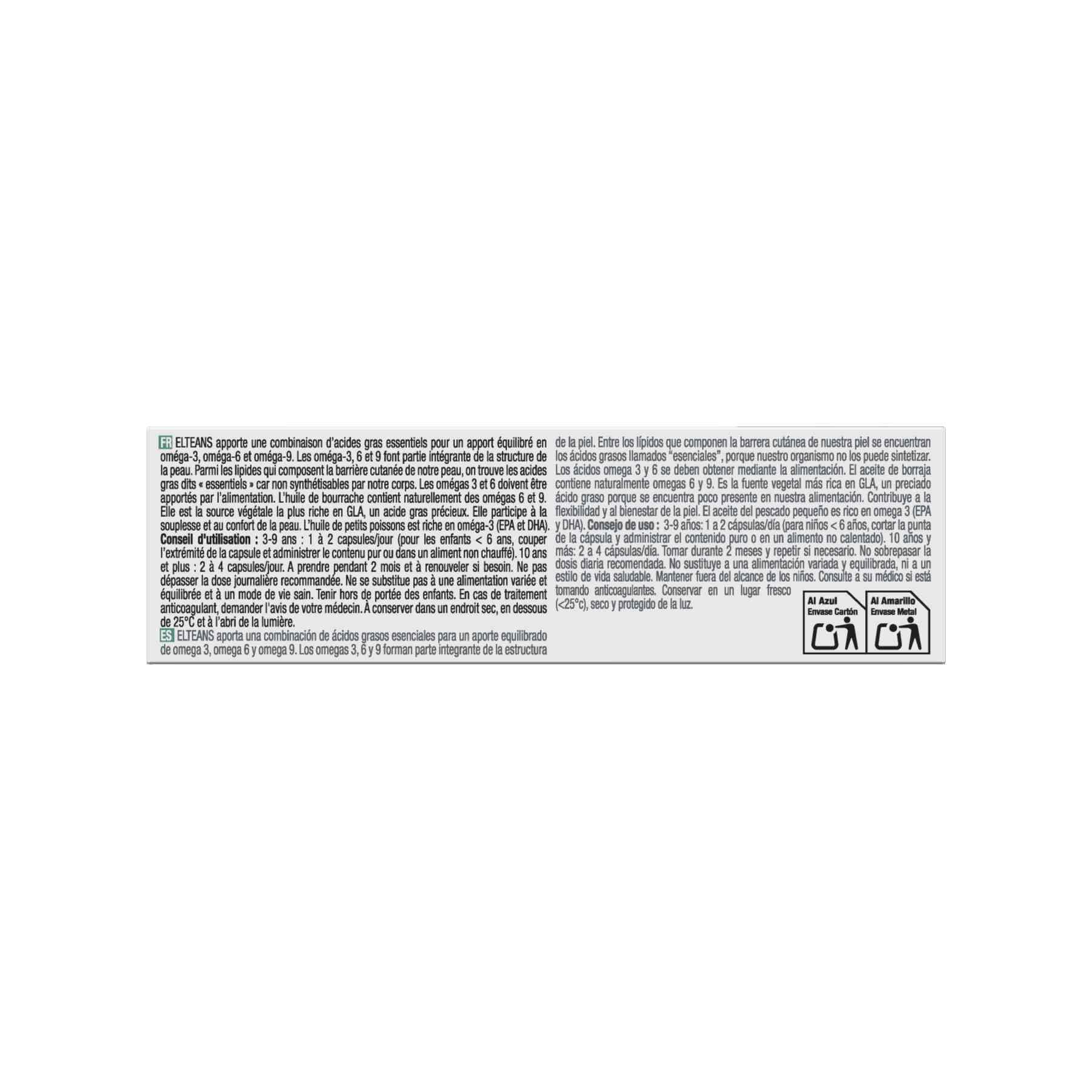 ELTEANS CÁPSULAS Lote de 2X60 Cápsulas | Confort para Pieles Secas a Muy Secas | Proporciona una Combinación Equilibrada de Ácidos Grasos Esenciales Omega-3, 6 y 9 | LABORATOIRE JALDES