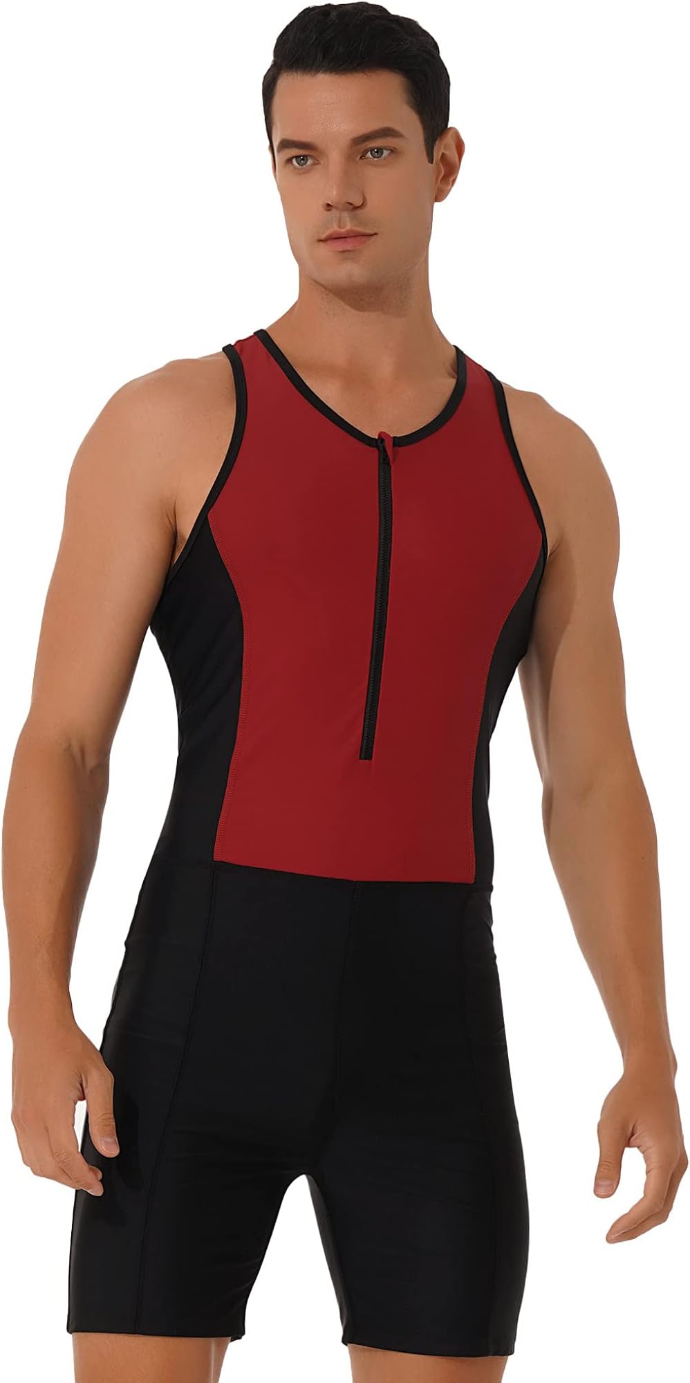 Men's One Piece Sleeveless Bodysuit Swimsuit Racerback Surfing Wetsuit Wrestling Singlets Leotard Swimwear