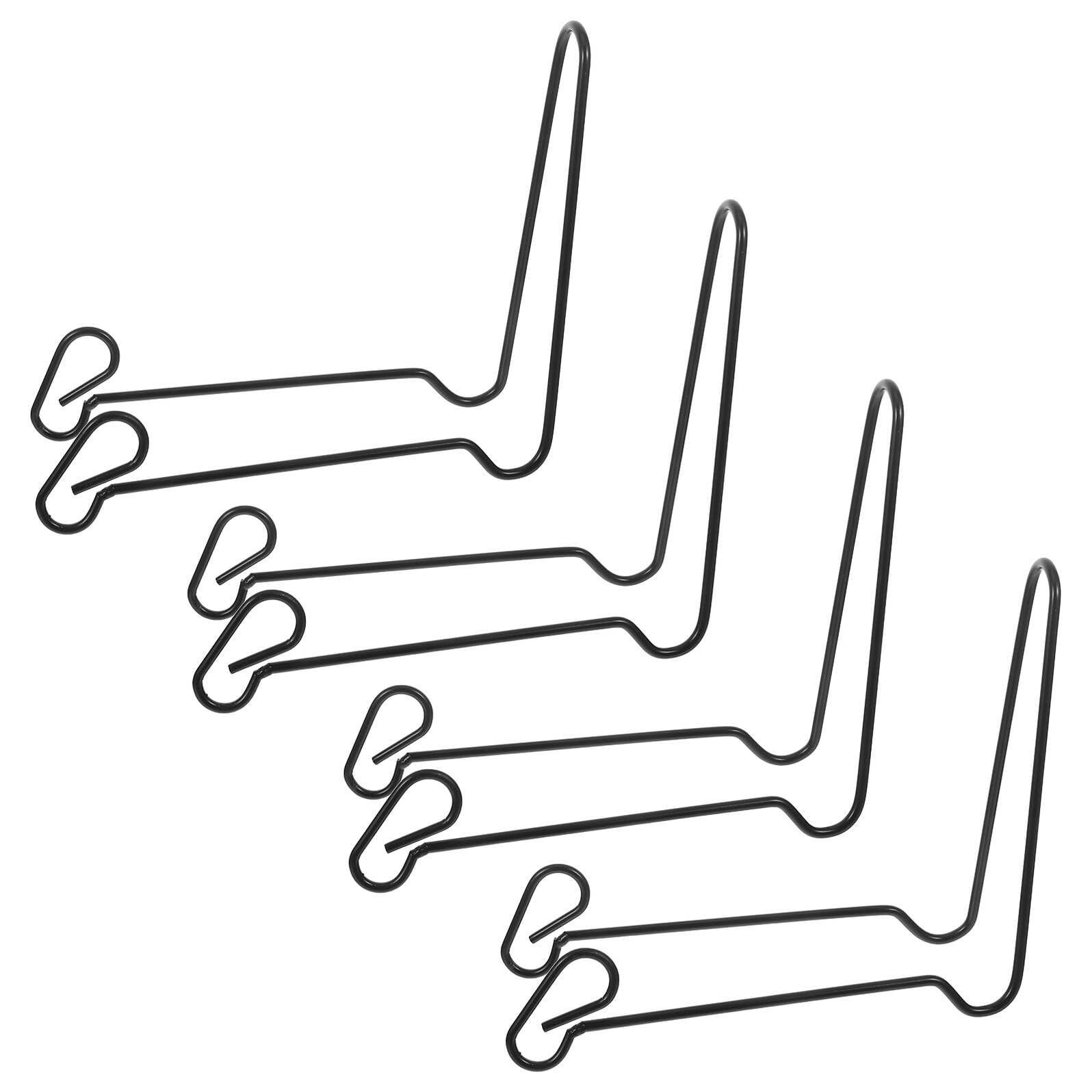 Toyvian Soporte para Platos de Cerámica de 4 Piezas Caballete Metálico Negro Antióxido Expositor Pequeño para Platos Cuadros Libros y Tabletas Adecuado para Hogar Galería y