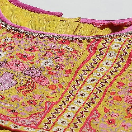 Image of BIBA Cotton Printed Straight Semi-Formal Kurta With Salwar And Dupatta