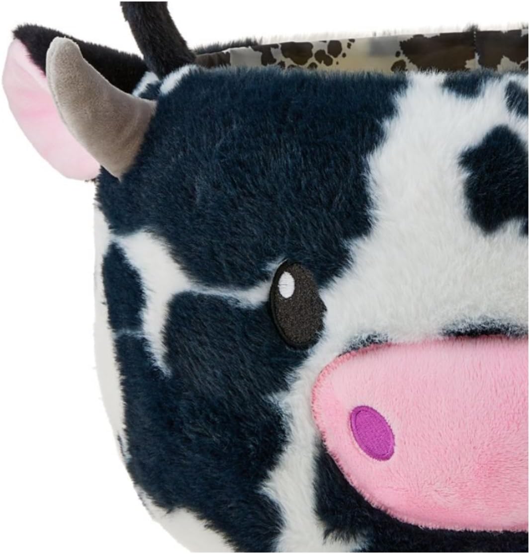 Easter Jumbo Plush Black and White Cow Basket, 21 in x 16 in