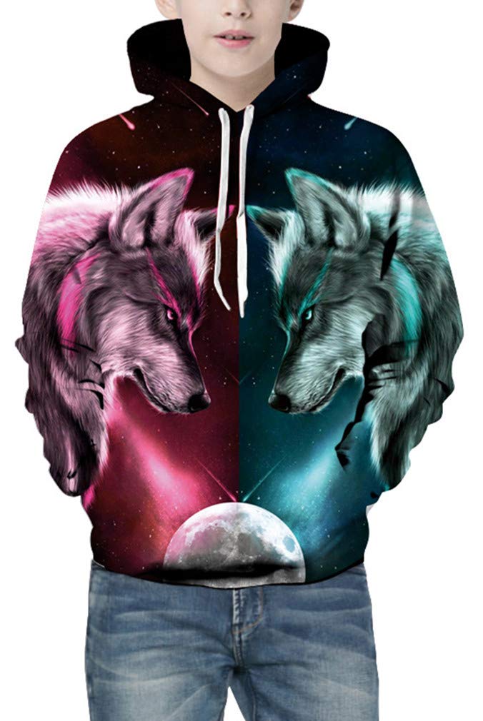 Ocean Plus Bambini e Ragazzi Manica Lunga Galassia Felpe con Cappuccio Colorato Casuale Felpa Maglione Camicia con Cappuccio per Bambini