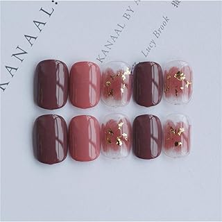 24szt. Pełne pokrycie krótkie kwadratowe Paznokcies w proszku zagęszczarka brokatowa dekoracja z naklejkami na złote tipsy błyszczące czerwone sztuczne paznokcie