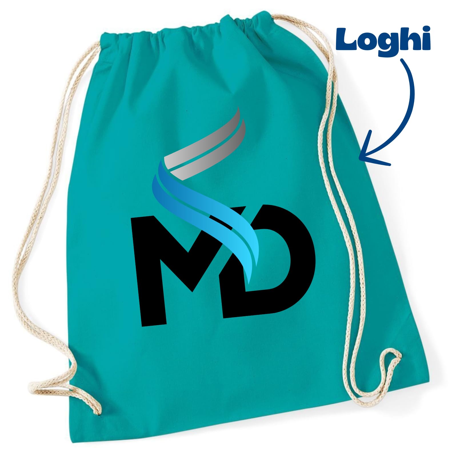 Sacca Zaino Personalizzata con Foto, Nome, Logo, Asilo in Cotone Bambini e Adulti, Sportiva di Stoffa da Palestra o Danza e Ginnastica Porta Scarpe Grande 36x46 cm Personalizzabile