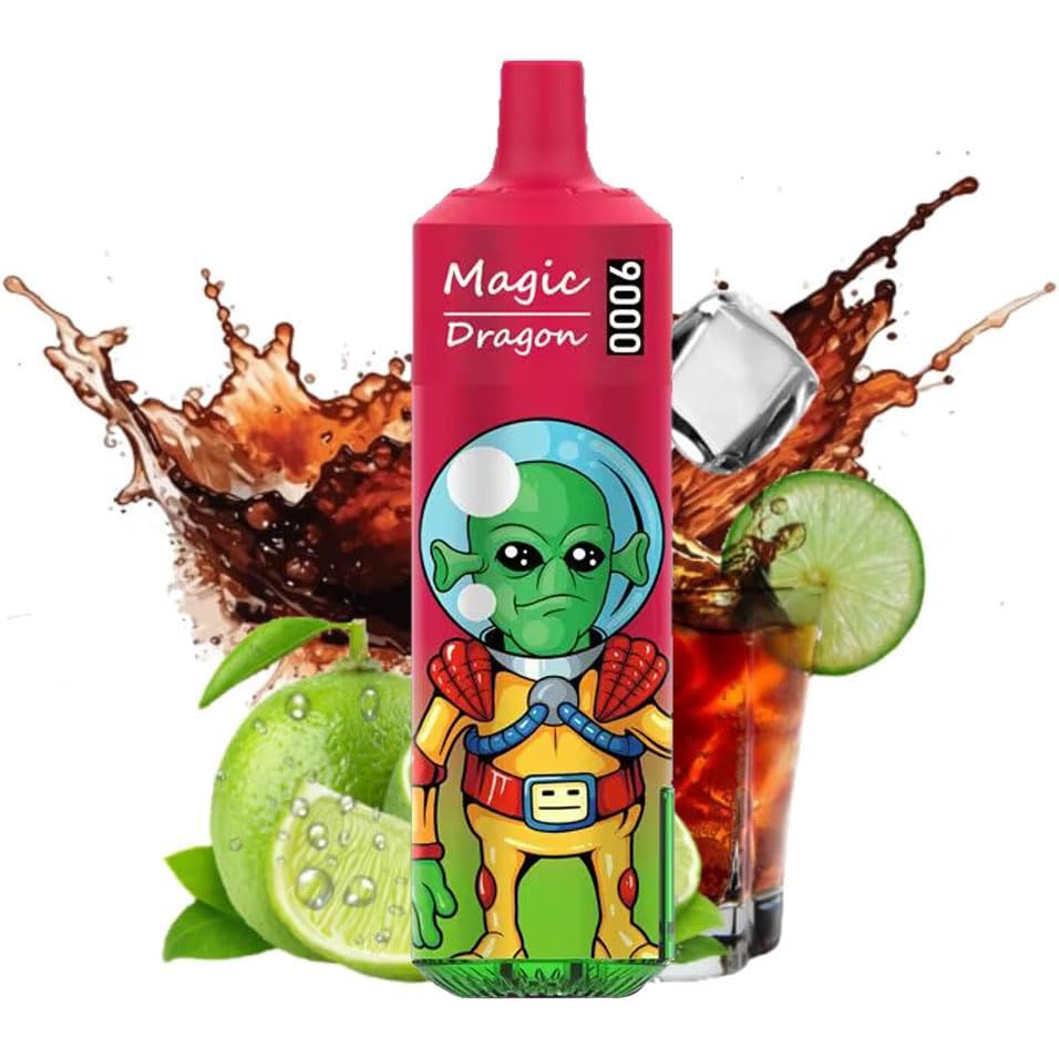 9000 Puff Disposable Vape, E-Cigarettes Pen, Rechargeable Vape Pen, Prefilled Fruit Flavours, Nicotine Free Vape with RGB Light (Cola Lime)