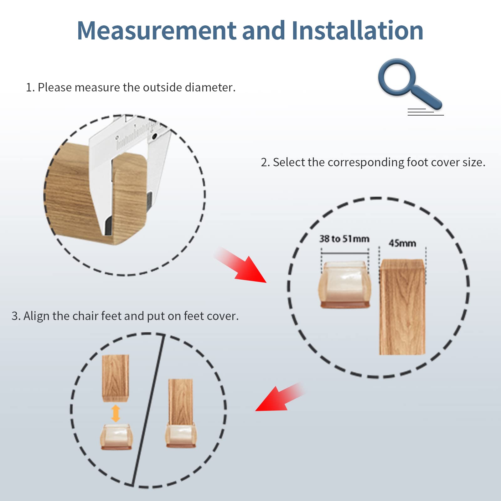 Flyshop 8PCS Brown Chair Leg Caps With Felt Pads - Floor Protectors For Hardwood (Fits 32-41mm X 22-30mm)