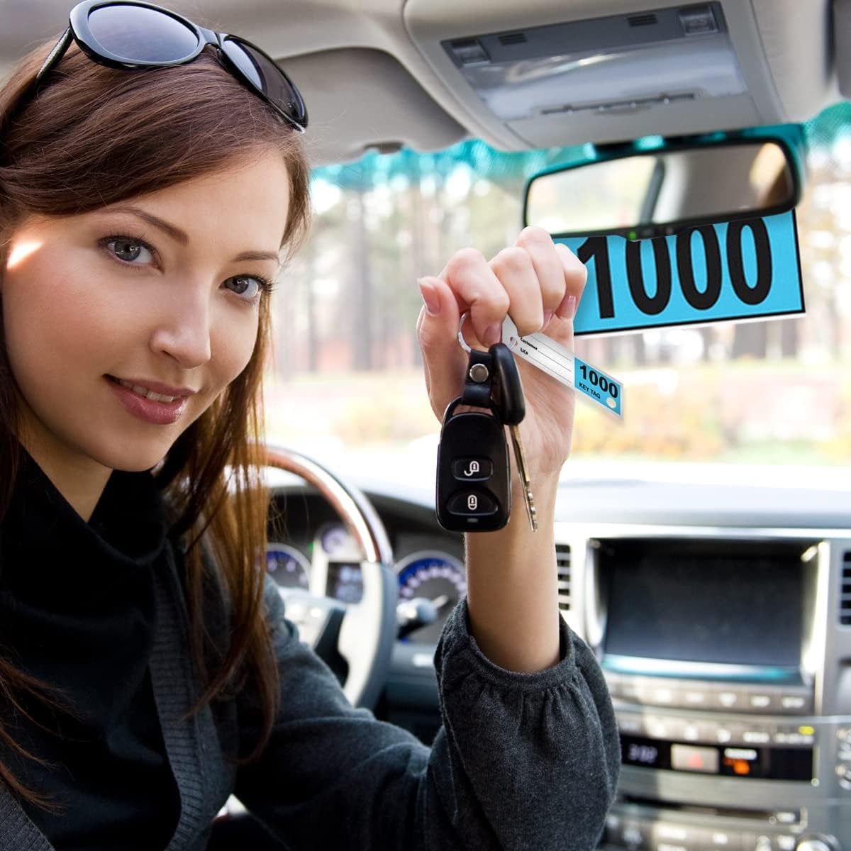 Versa-Tags 1000 Blue Car Dealer Service Hang Tags Service Dispatch Numbers, Service Department Numbered Key Tags for Mechanic Repair Shop 3 Part Key Ring - Blue (1000-1999)