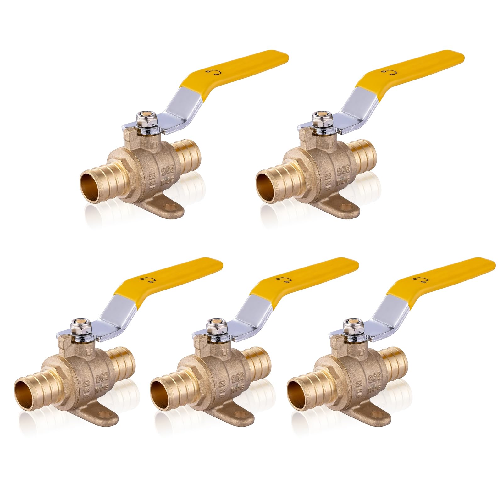 Válvula de bola PEX con orejas de fijación para eliminar vibraciones en tuberías domésticas