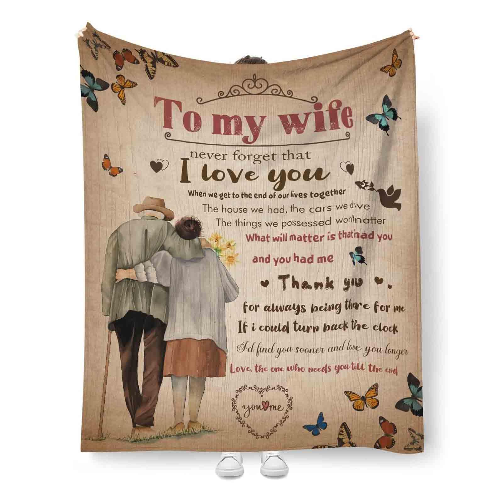 ZQYMM Wife Gifts, Personalised Fleece Blanket Gifts for Wife on Her Birthday, Wife Blanket, Romantic Anniversary Wedding for Wife from Husband, Presents for Wife, Gifts for Her