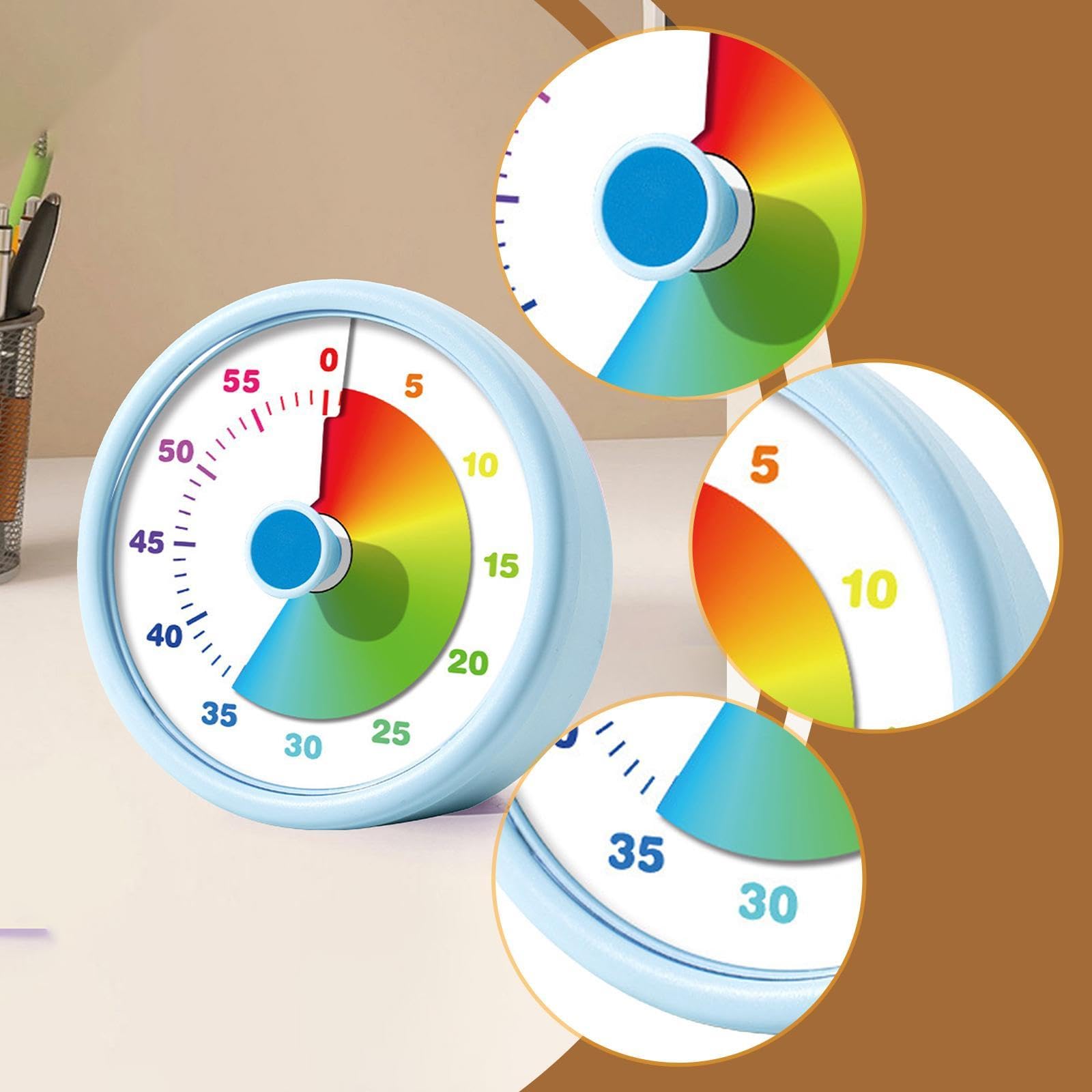 Gralara Visueller Timer Als 60 Minuten Uhr Und Zeitmanagement Werkzeug Küchenuhr Und Lernuhr mit Benutzerfreundlicher Bedienung für Die Arbeit Im B, Blau