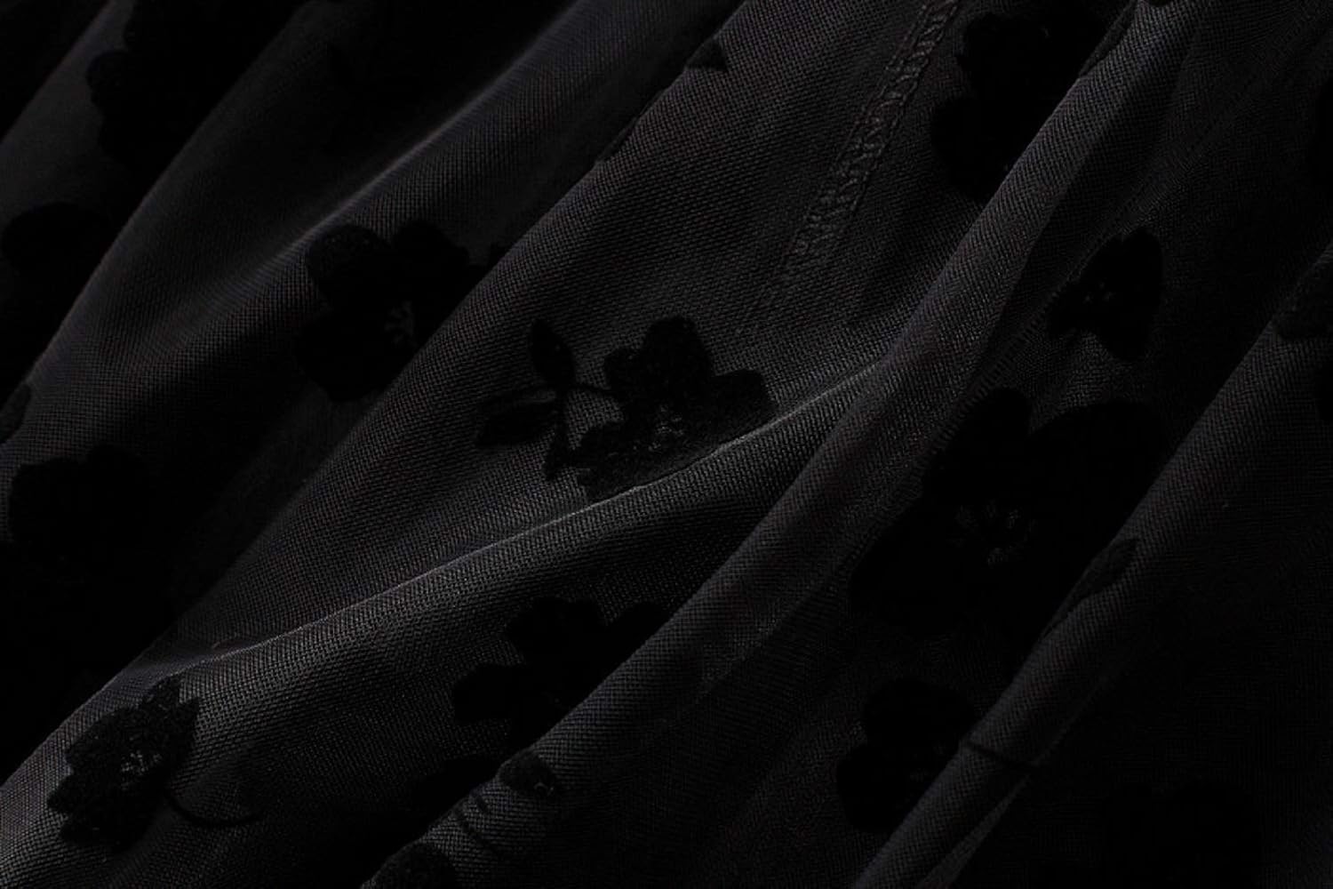 CHARTOU Women's Elastic High Waist Tulle Ruffle Pleated A-Line Swing Midi Skirt - Image 2