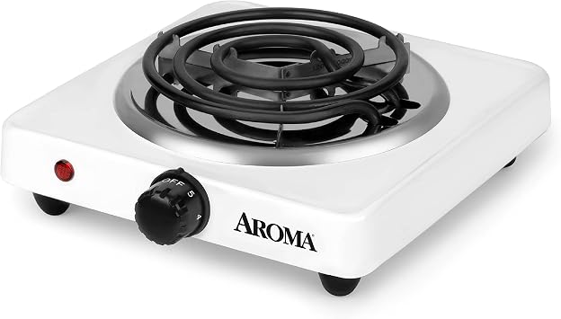 AROMA 6" Single Burner Hot Plate, Compact & Portable with Temperature Control, White AHP-511