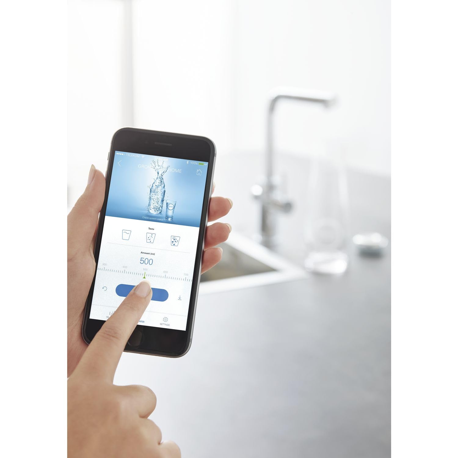 GROHE Blue Home - Grifo de cocina con filtro, enfriador y gas (caño extraíble, para agua filtrada, fría y con gas, sin botella de CO2), cromo, 31927001