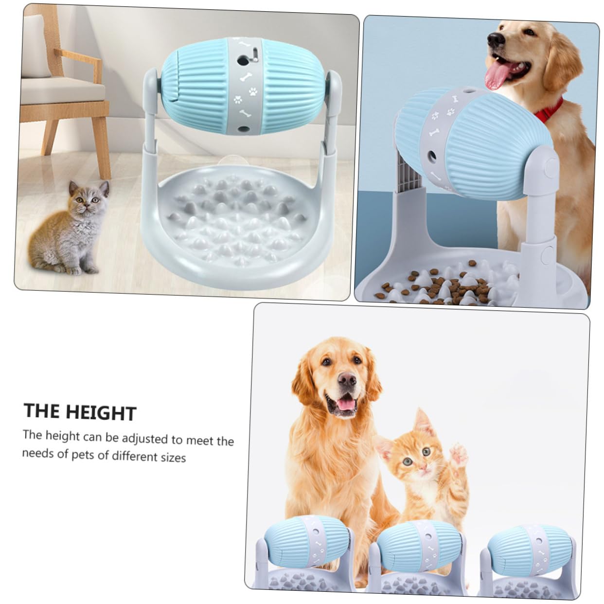 BESPORTBLE Distributore Di Cibo Lento Per Cani e Gatti Snack e Altezza Regolabile Realizzato in Materiale Durevole Per Uso Interattivo e Salutare