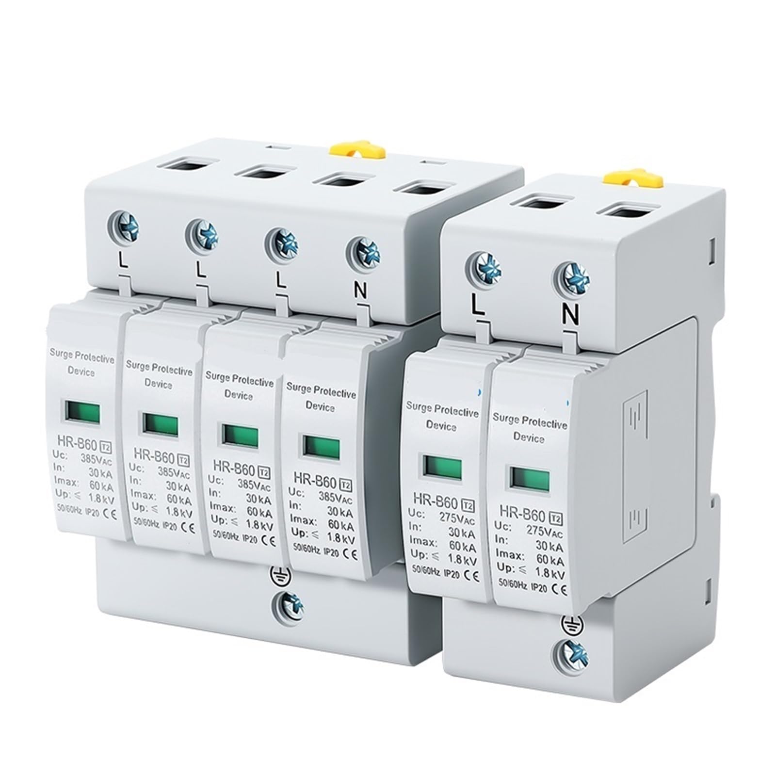 2P4P AC Protection Device SPD Home Low Voltage Surge Protector 275V385V20KA40KA0KA80KA100KA (2P AC275V, 80KA)