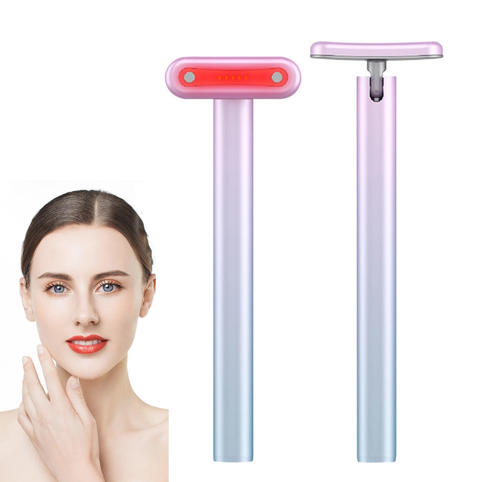 Rablue 4 in 1 Facial Wand, Red Light Therapy Wand for Face and Neck, EMS Microcurrent Facial Device for Anti-Aging, Handheld Eye Massager to Lift and Firm Skin, Women Daily Skincare Tools