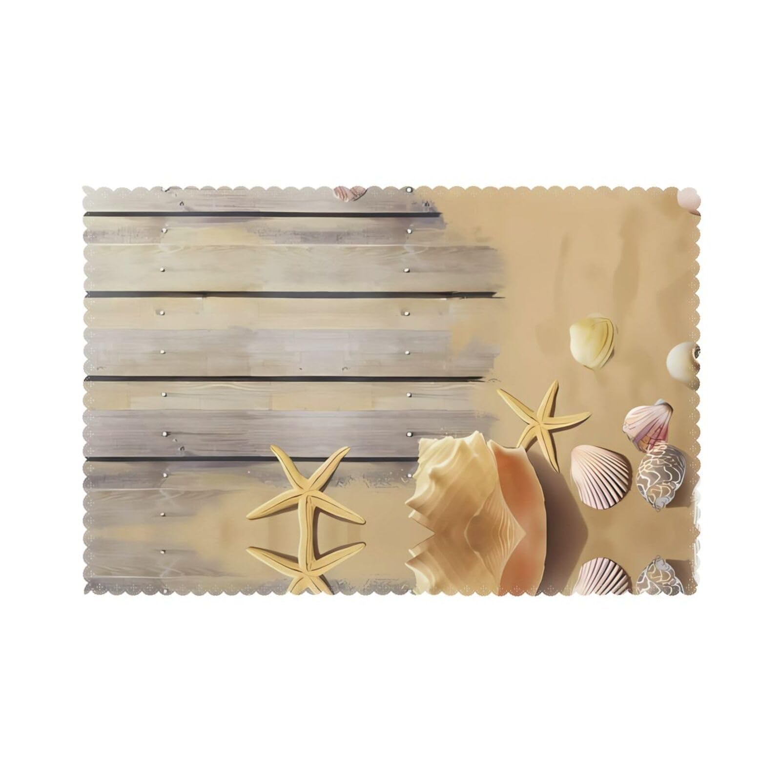 WHJSHOP Ocean Beach Sands Prints Placemats Set of 6 12x18in - Heat Resistant Table Layers for Homes, Hotels & Stylish Dining