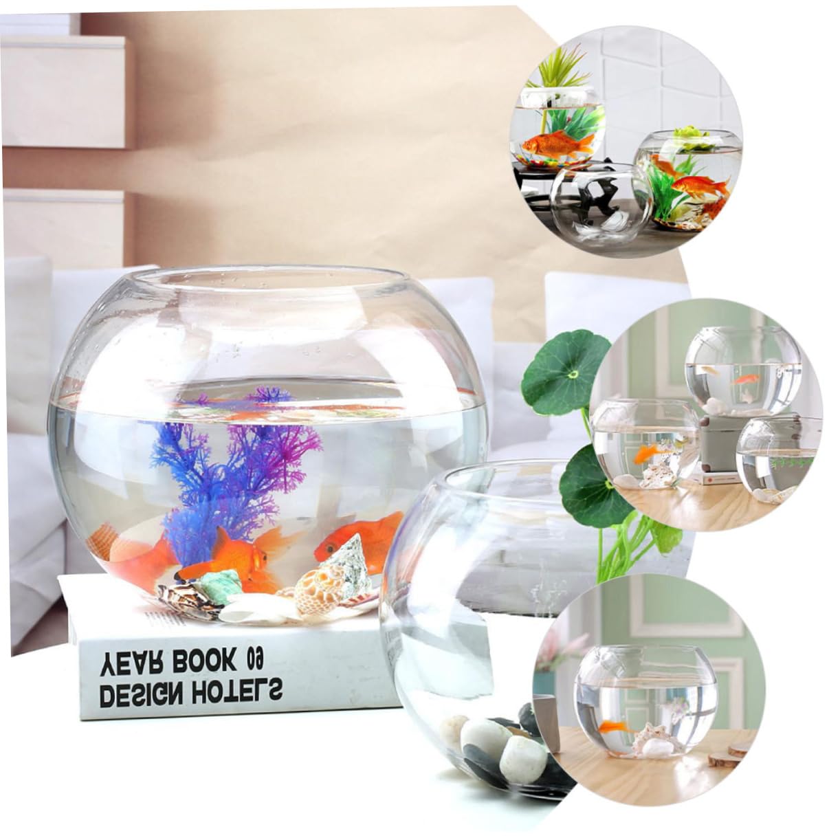 GLEAVI Vasca Per Pesci Trasparente Acquario Multifunzione Per Pesci e Betta Decorazione Da Ufficio e Casa Materiale Spesso Resistente e Facile Da Riporre Design Moderno Adatto Qualsiasi