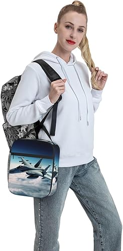 Miniatura 5 de Bolsa de almuerzo con estampado de aviones de combate Jets, lonchera reutilizable con aislamiento