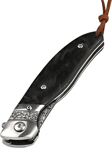 Miniatura 3 de ALBATROSS HGDK028 EDC Sharp Mordern Damasco Cuchillo de bolsillo plegable con mango de material sintético de carbono luminoso, cuchillos de apertura